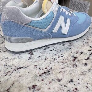 New Balance Light Blue and White Sneakers
